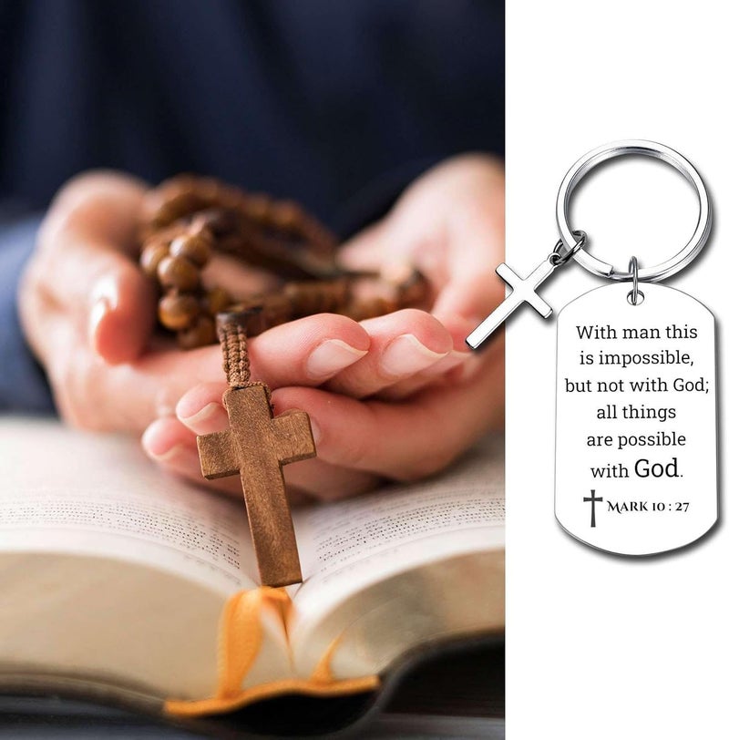 GiftYou Inspirational Scripture Metal Key Chains with Cross Pendant - Bible Verse Keychain Religious Gift for Christian - Image 5